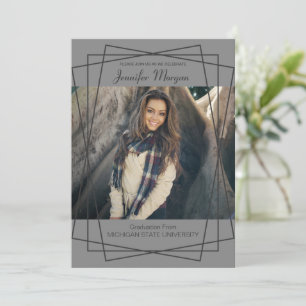Cadres noirs modernes Photo Graduation Invitation