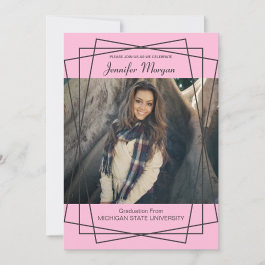 Cadres noirs modernes Photo Graduation Invitation (Devant)