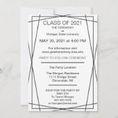 Cadres noirs modernes Photo Graduation Invitation (Dos)