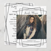 Cadres noirs modernes Photo Graduation Invitation (Devant / Derrière)