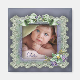 Cadres photo dentelle violette Baby Girl Magnets d