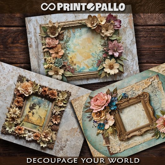 Cadres vintage avec fleurs et papier -