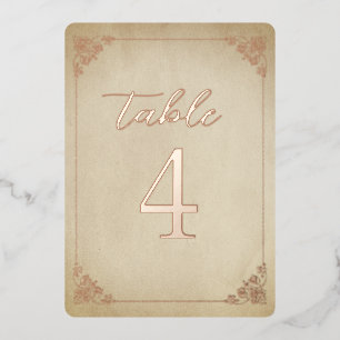 Cadres vintages et numéro de table or Rose