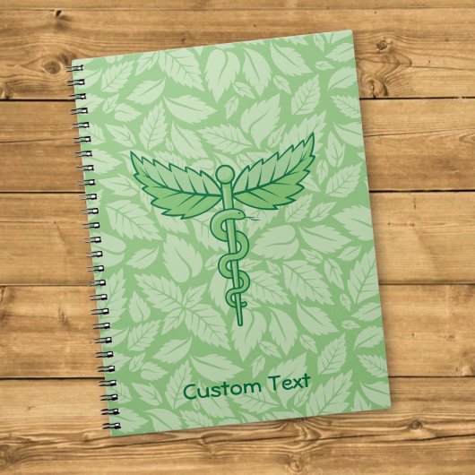Caducée avec fond de cahier à feuilles