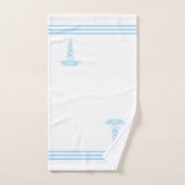Caducée bleu turquoise clair et rayures sur fond b (Serviette à main)