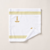 Caducée doré et rayures sur fond blanc (Gant de toilette)