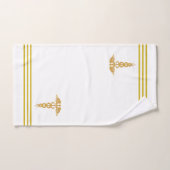 Caducée doré et rayures sur fond blanc (Serviette à main)