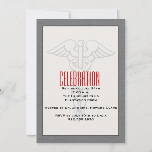 Caducée et invitation Médicale de stéthoscope (Dos)