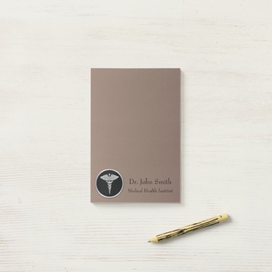 Caducée Médicale Argent - Notes Post-it® (Sur un bureau)