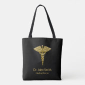 Caducée Médicale chic d'or sur le noir - sac (Dos)