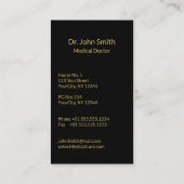 Caducée Médicale d'or sur le noir - carte de (Dos)