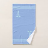 Caducée turquoise clair et rayures sur bleu ciel (Serviette à main)