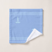 Caducée turquoise clair et rayures sur bleu ciel (Gant de toilette)