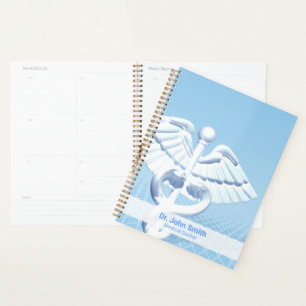 Caduceus 3D blanc Design bleu Médicale