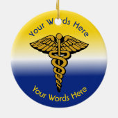 Caduceus Aangepaste kerstversiering Keramisch Ornament (Achterkant)