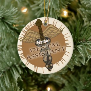 Caduceus aangepaste tandheelkundige assistent orna keramisch ornament