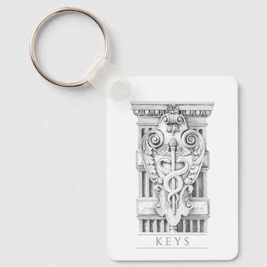 CADUCEUS Aluminium Rechthoek Sleutelhanger (Voorkant)