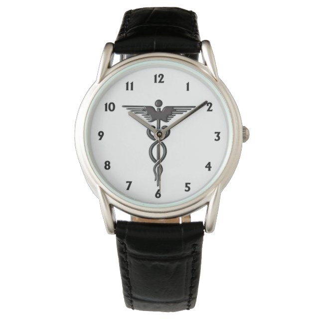 Caduceus Black Numbers Horloge (Voorkant)