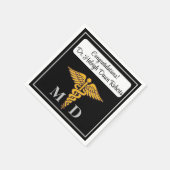 Caduceus Black & Silver Medical School Afstuderen Servet (Hoek)