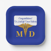 Caduceus Blue & Gold Medical School Afstuderen Papieren Bordje (Voorkant)