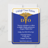 Caduceus Blue/Gold/White Medical School Afstuderen Kaart (Voorkant)