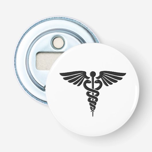 Caduceus Button Flesopener (Voorkant)