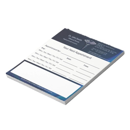 Caduceus Chrome Dark Holograph Medische afspraak Notitieblok (Gedraaid)