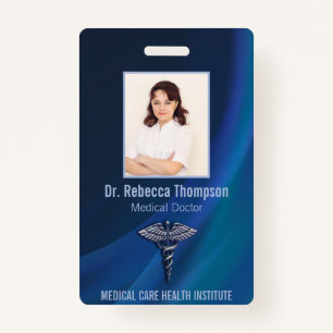 Caduceus Chrome Dark Holographic Medical Foto ID Badge