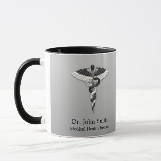 Caduceus Classy Noble Medical Elegant Black White Mok (Links)