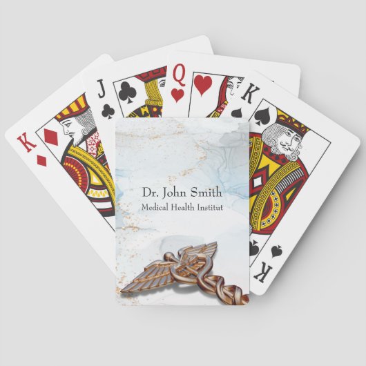 Caduceus Copper Roos Medical Gold Luxe Marble Pokerkaarten (Achterkant)