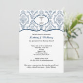 Caduceus Damask navy blue Nurse afstuderen RN BSN Kaart (Staand voorkant)