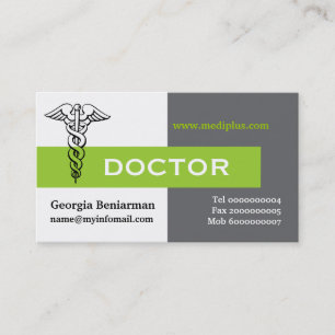 Caduceus doctor minimalist grijs, wit, groen visitekaartje
