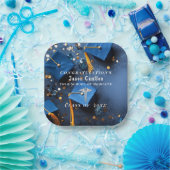 Caduceus Elegant Goud Wit Navy Blauw Afstuderen Papieren Bordje (Feest)