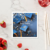 Caduceus Elegant Goud Wit Navy Blauw Afstuderen Servet (Insitu)