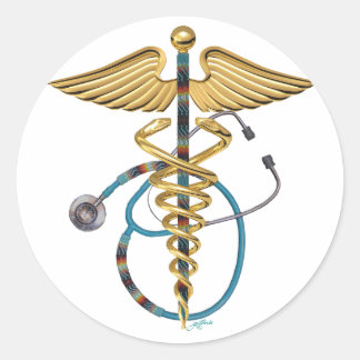 Caduceus en Stethoscoop Ronde Sticker