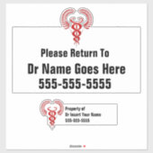 Caduceus, étiquette de bagage du médecin (Feuille)