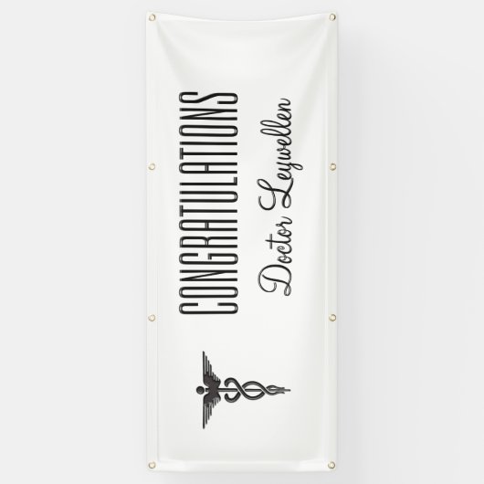 Caduceus Gefeliciteerd Doctor Nurse EMT Spandoek (Verticaal)