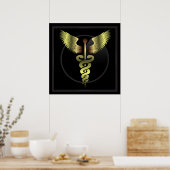 Caduceus Gold medische printer Poster (Keuken)
