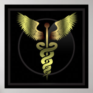 Caduceus Gold medische printer Poster