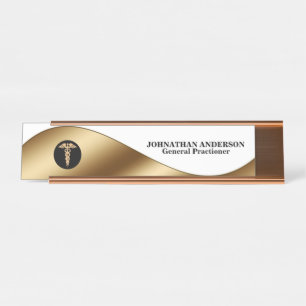 Caduceus Gold zwarte dokters naam desktop Bureau Naambordje