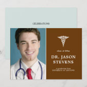 Caduceus Graduation Médicale Photo Invitation (Devant / Derrière)