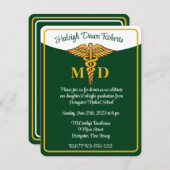 Caduceus Green & White Medical School Afstuderen Kaart (Voorkant / Achterkant)