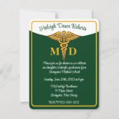 Caduceus Green & White Medical School Afstuderen Kaart (Voorkant)