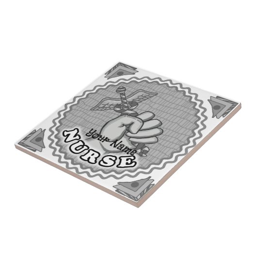 Caduceus handverpleegkundige tegeltje (Zijkant)