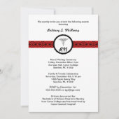 Caduceus Infirmière Invitation de diplôme Noir et (Devant)