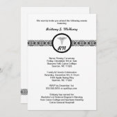 Caduceus Infirmière Invitation de diplôme Noir et  (Devant / Derrière)