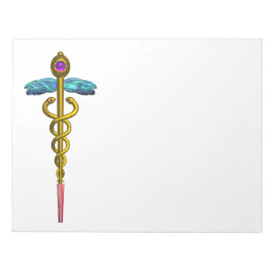 CADUCEUS, levendig goud in de kleur Violet Blue Wh Notitieblok