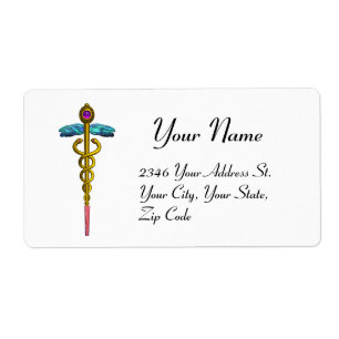 CADUCEUS, levendig goudamethist, wit Etiket