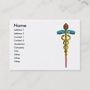 CADUCEUS, levendige gouden amethist, zwart wit Visitekaartje