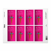 CADUCEUS, levendige goudkleurige violetroze fuchsi Etiket (Full Sheet)